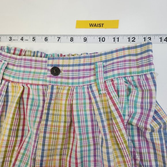 Vintage Cherokee Pleated High Rise Pants Womens 4 Small S Pastel Plaid Mom LL10X - Picture 5 of 7